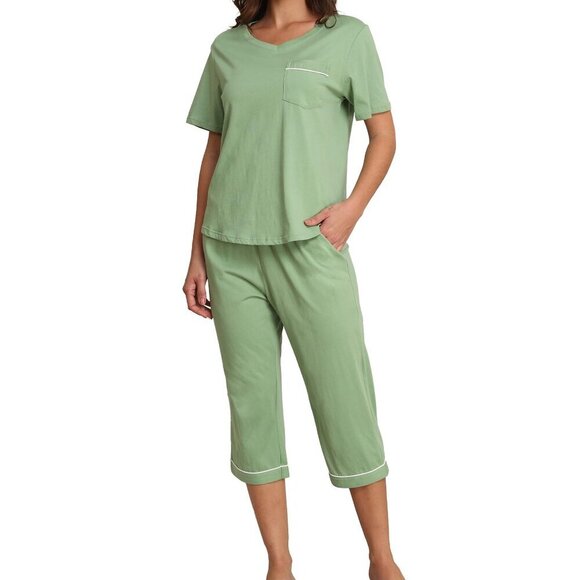 Other - Women's 100% Cotton Capri Pajama Set Short Sleeve Top & Pants